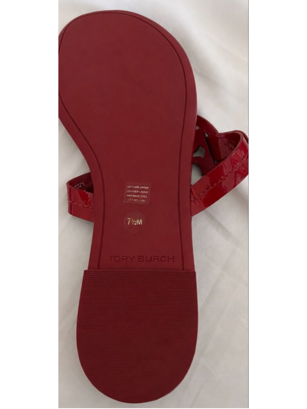 Tory Burch Red Patent Leather Miller Sandals Size 7.5 - Picture 6 of 6